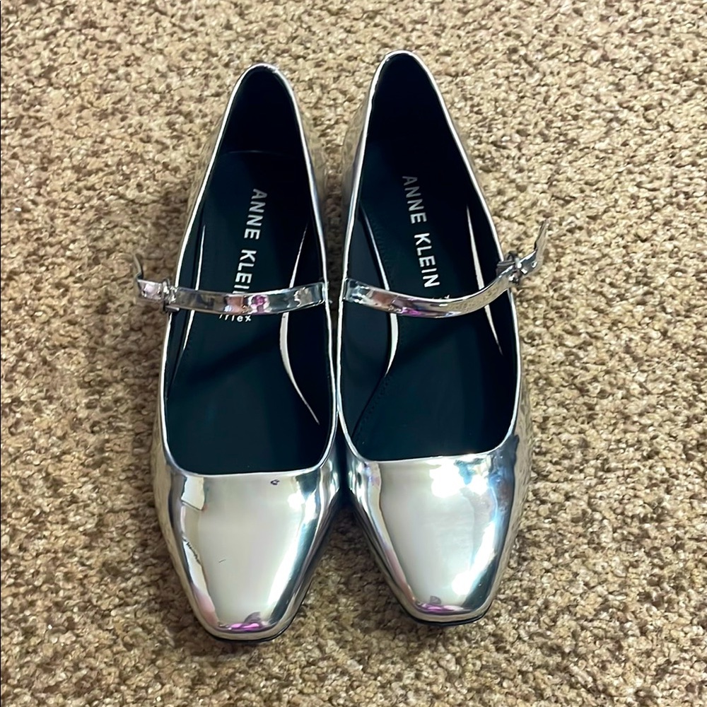 Anne Klein Silver Mary Jane Flats